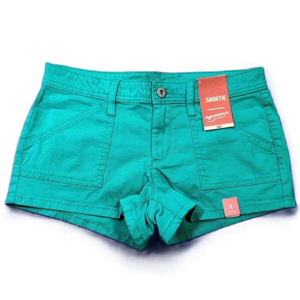 Arizona Jean Co Women’s Green Shortie Shorts Size 5 Cotton Spandex